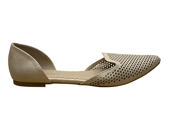 Restricted Women’s Beige Faux Leather Perforated D’Orsay Flat Shoes Size 10