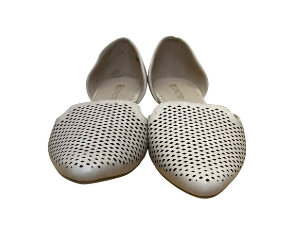 Restricted Women’s Beige Faux Leather Perforated D’Orsay Flat Shoes Size 10