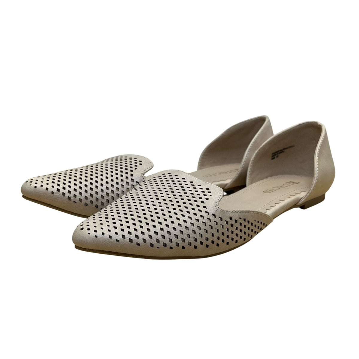 Restricted Women’s Beige Faux Leather Perforated D’Orsay Flat Shoes Size 10