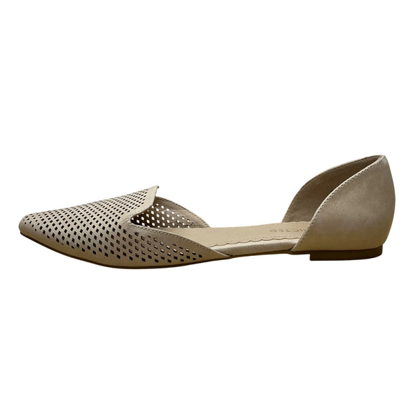 Restricted Women’s Beige Faux Leather Perforated D’Orsay Flat Shoes Size 10