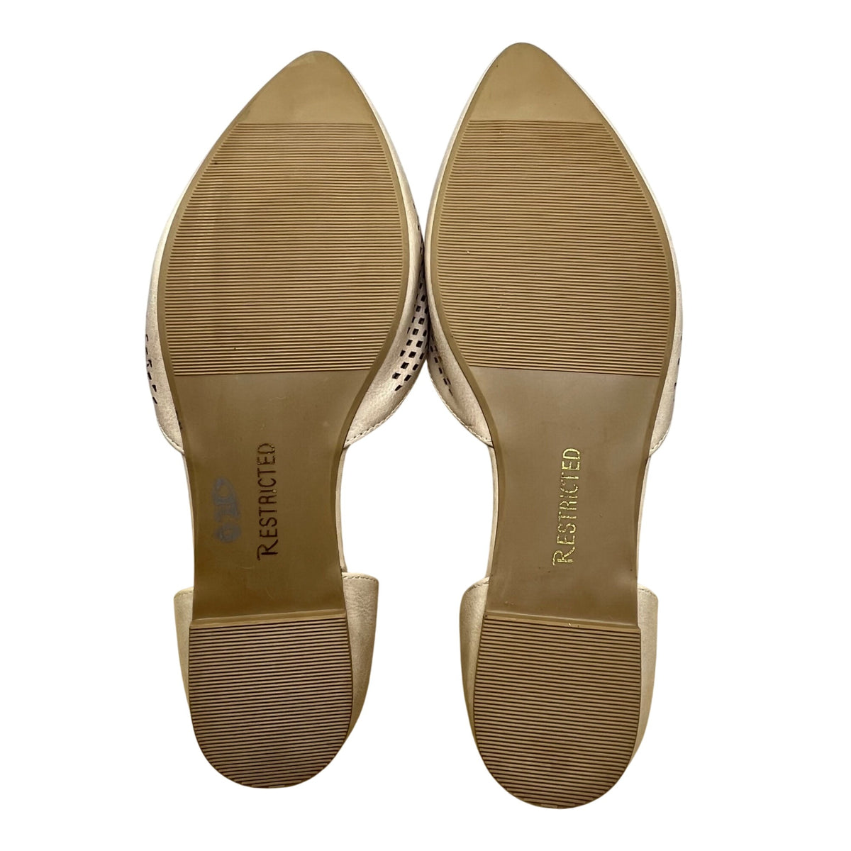 Restricted Women’s Beige Faux Leather Perforated D’Orsay Flat Shoes Size 10