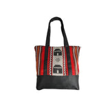 Oriental Ethnic design Handstitched Women's Red Tote Bag Sz M