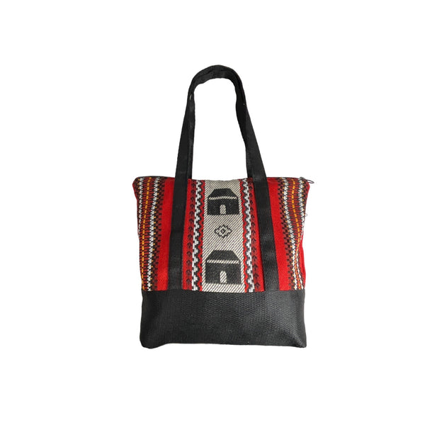 Oriental Ethnic design Handstitched Women's Red Tote Bag Sz M