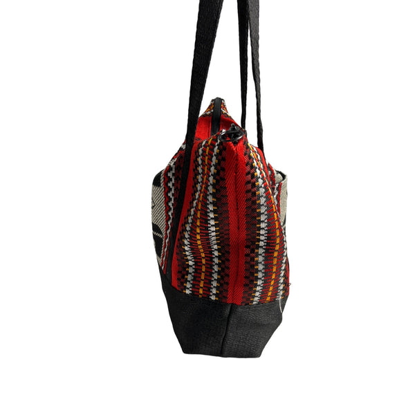Oriental Ethnic design Handstitched Women's Red Tote Bag Sz M