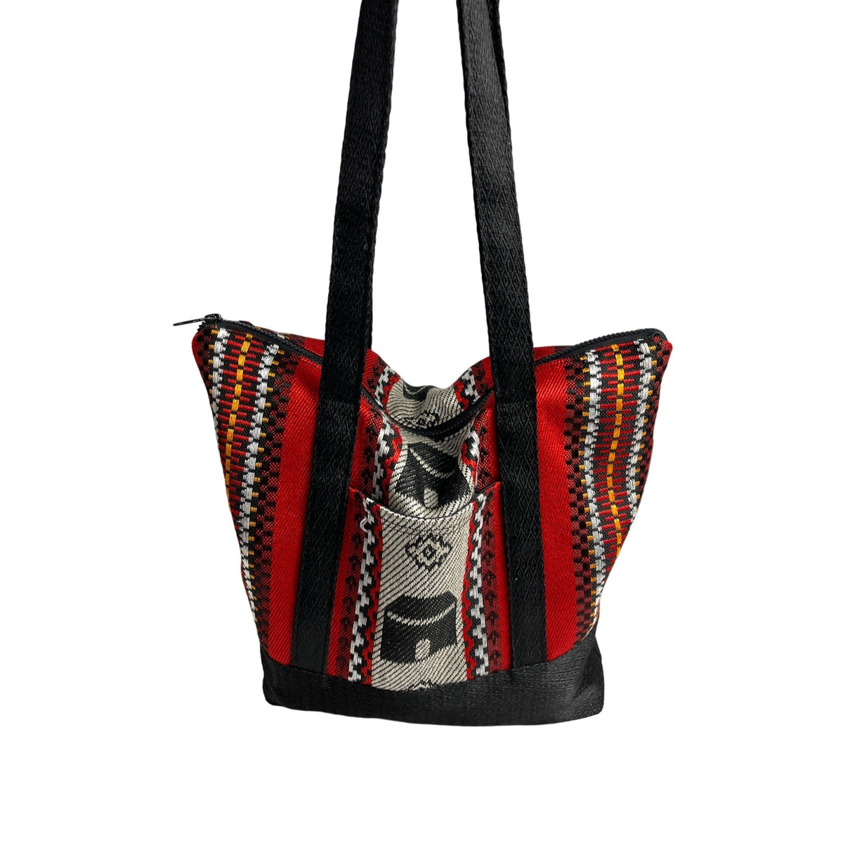Oriental Ethnic design Handstitched Women's Red Tote Bag Sz M