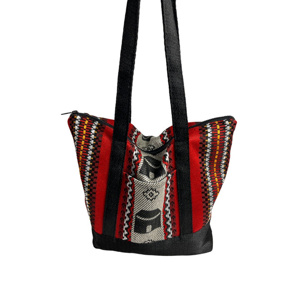 Oriental Ethnic design Handstitched Women's Red Tote Bag Sz M