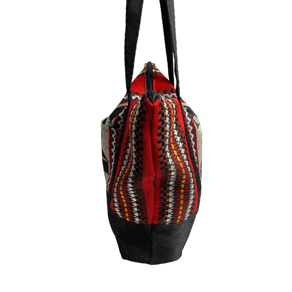 Oriental Ethnic design Handstitched Women's Red Tote Bag Sz M
