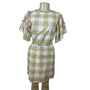 Who What Wear Yellow & White Gingham Ruffle Sleeve Dress With Waist Tie Size S