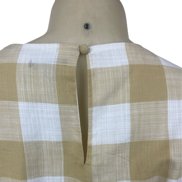 Who What Wear Yellow & White Gingham Ruffle Sleeve Dress With Waist Tie Size S