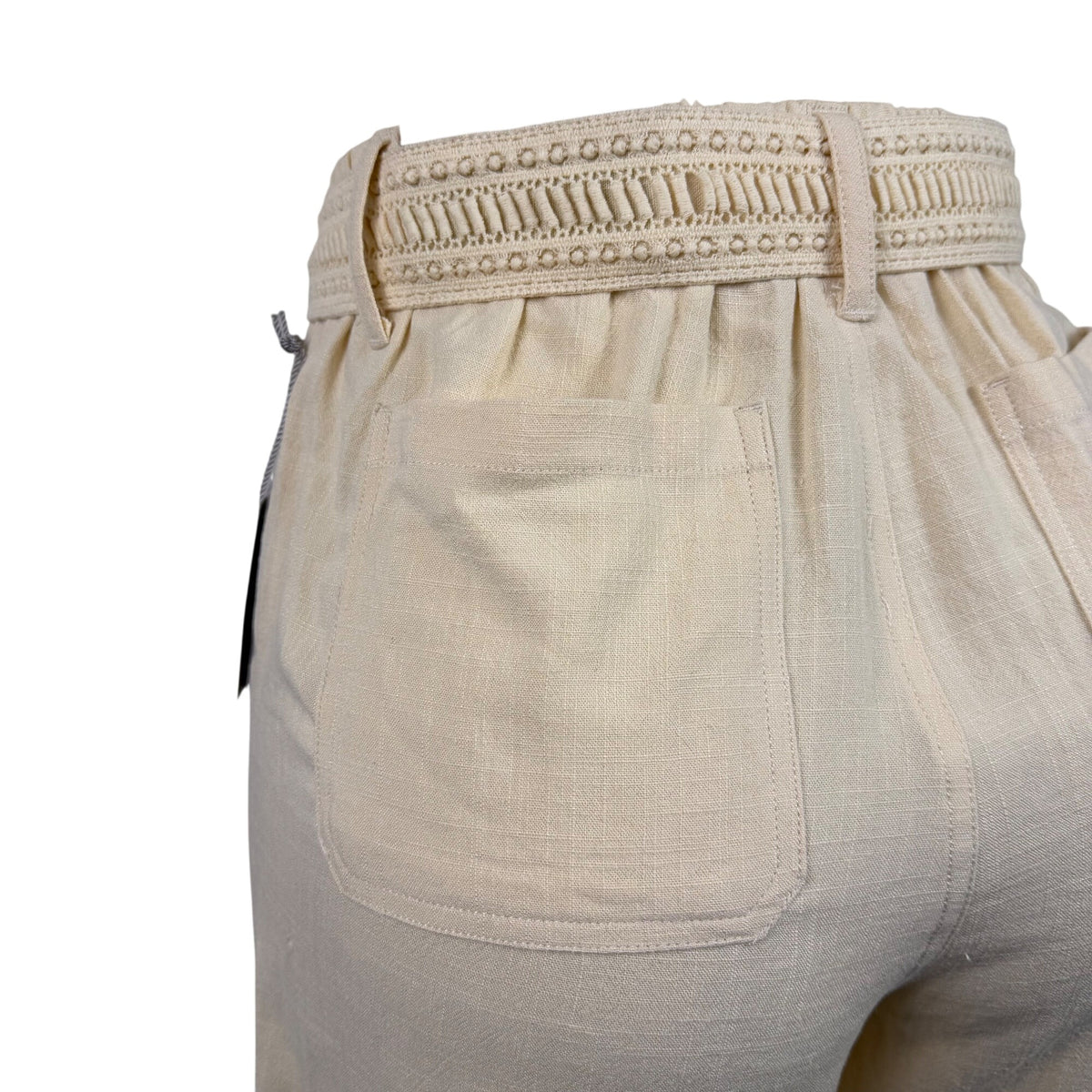 Soft Surroundings Womens Beige Rayon/Linen High-Waist Belted Shorts Size S - New