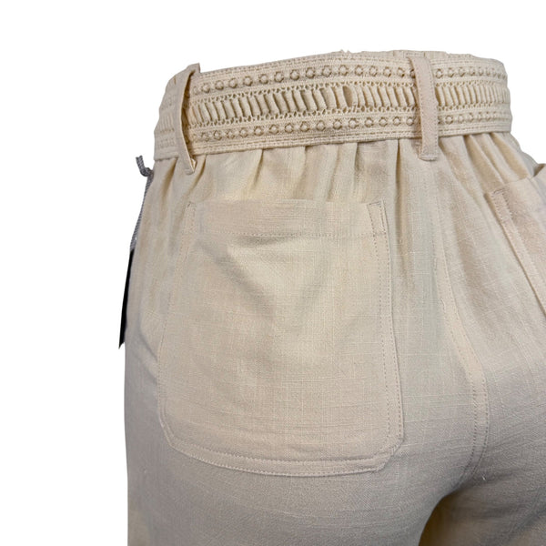 Soft Surroundings Womens Beige Rayon/Linen High-Waist Belted Shorts Size S - New