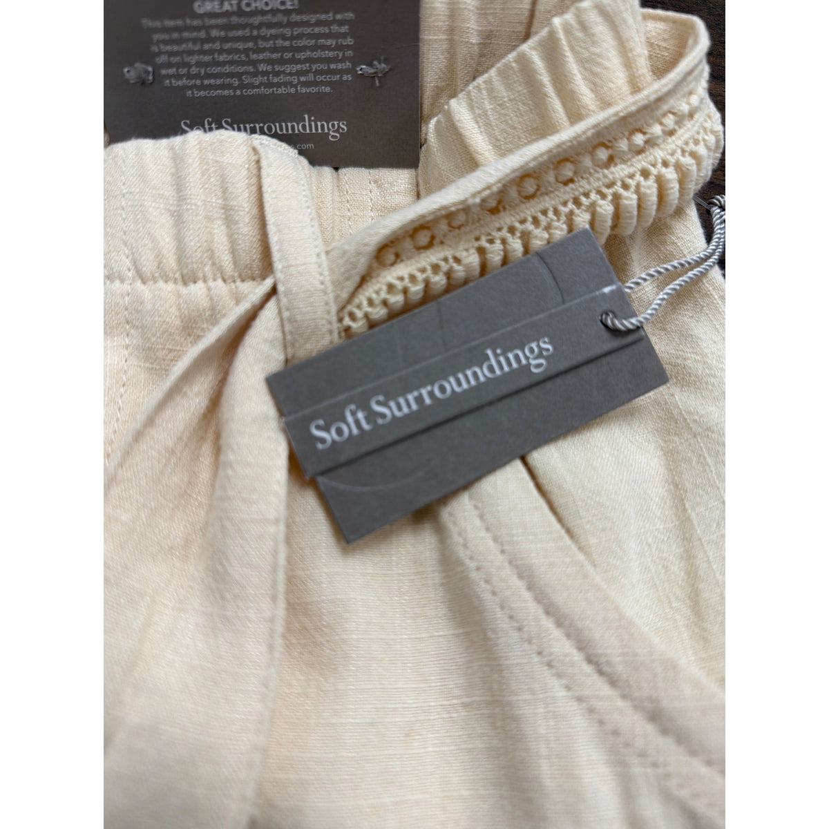 Soft Surroundings Womens Beige Rayon/Linen High-Waist Belted Shorts Size S - New