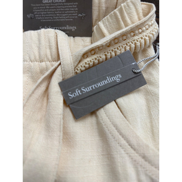 Soft Surroundings Womens Beige Rayon/Linen High-Waist Belted Shorts Size S - New