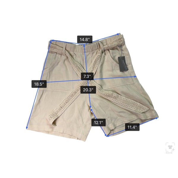 Soft Surroundings Womens Beige Rayon/Linen High-Waist Belted Shorts Size S - New