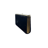 Land Bags By Edward Women's Black Velvet Mother Of Pearl Evening Clutch Size S