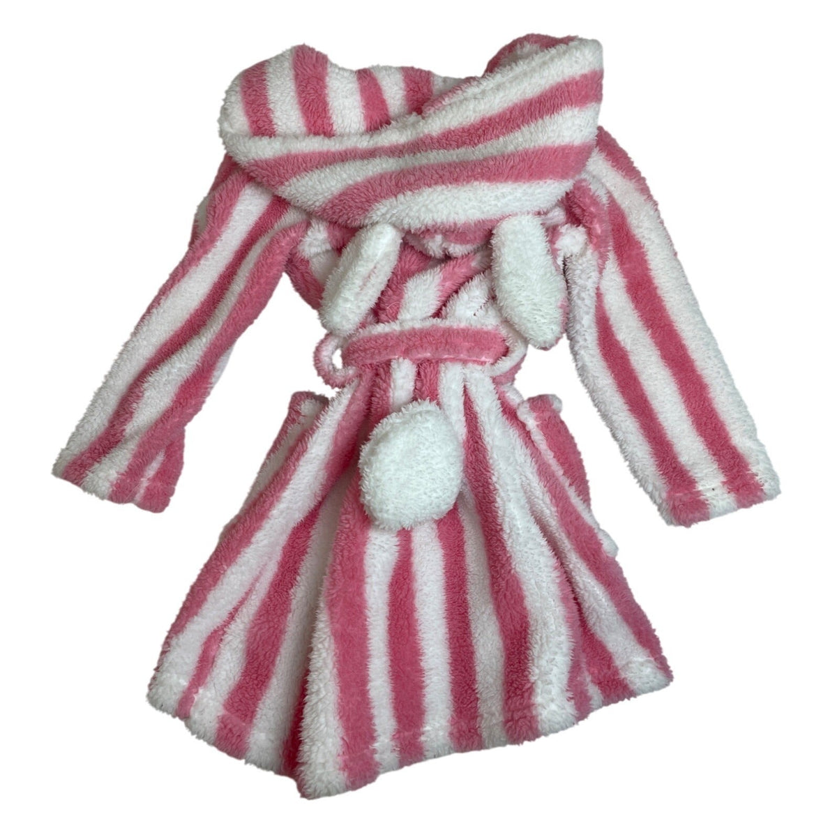 Laura Ashley Girls Pink & White Striped Hooded Robe Size 3T
