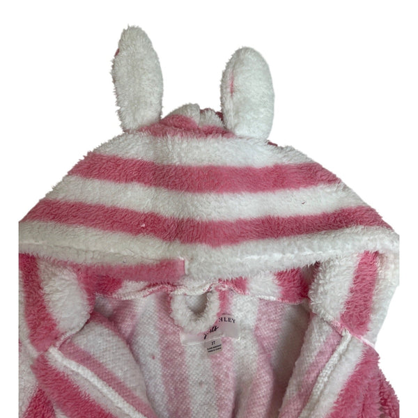 Laura Ashley Girls Pink & White Striped Hooded Robe Size 3T