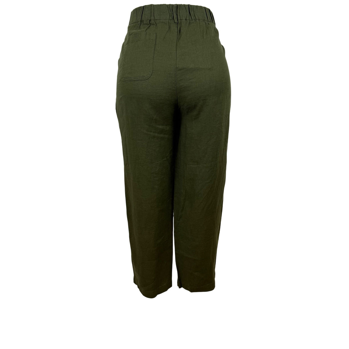 Quince Women Olive Pants High-Rise Elastic Waist Relaxed Fit Cropped Sz M - New