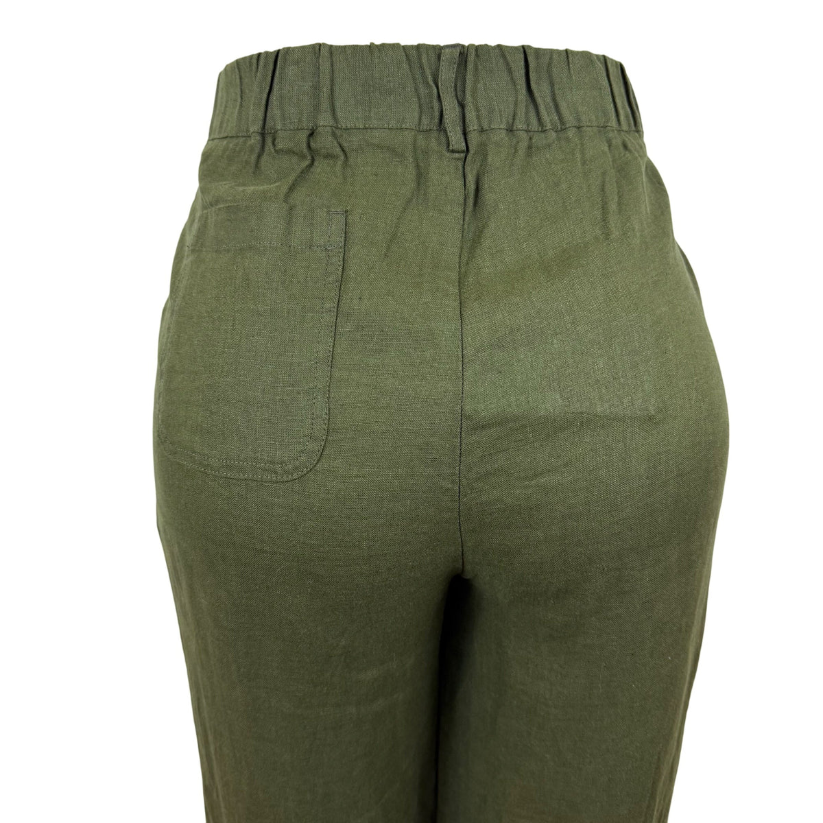 Quince Women Olive Pants High-Rise Elastic Waist Relaxed Fit Cropped Sz M - New