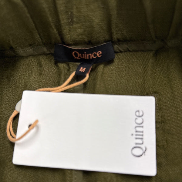 Quince Women Olive Pants High-Rise Elastic Waist Relaxed Fit Cropped Sz M - New