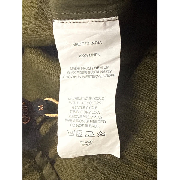 Quince Women Olive Pants High-Rise Elastic Waist Relaxed Fit Cropped Sz M - New