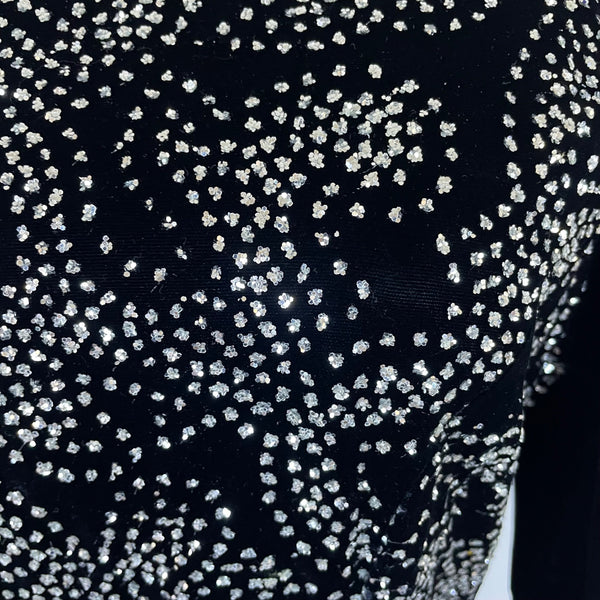 Vintage Nili Martin Womens Black Velvet & Taffeta Gown Dress With Sequins Sz 10