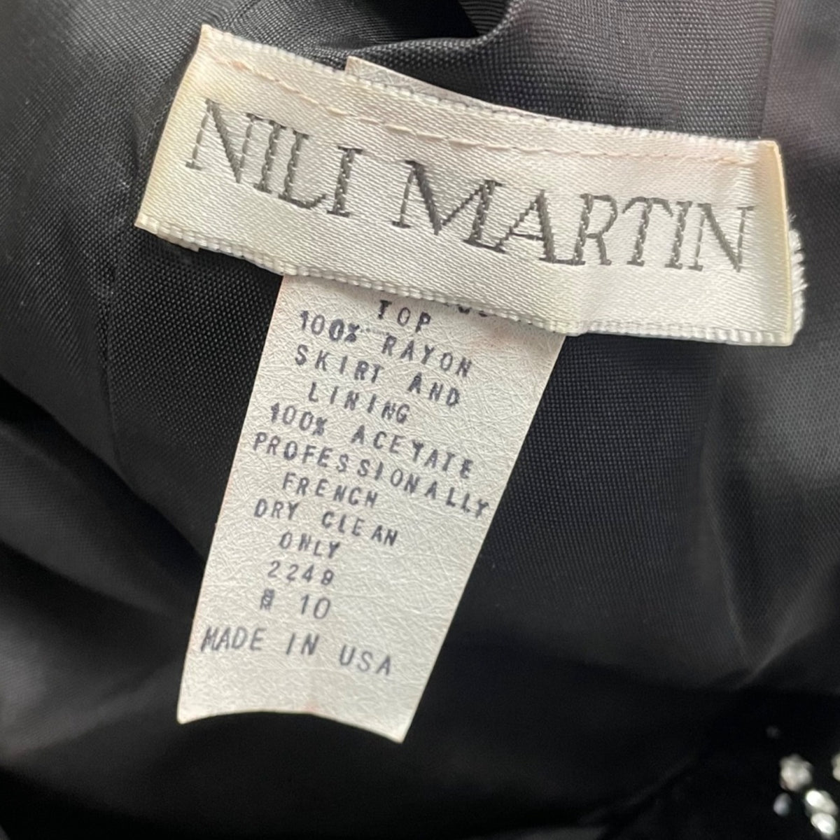 Vintage Nili Martin Womens Black Velvet & Taffeta Gown Dress With Sequins Sz 10