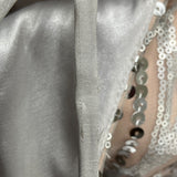 Dear Moon Womens Nude & Silver Sequin Mini Cocktail Evening Dress SZ 9
