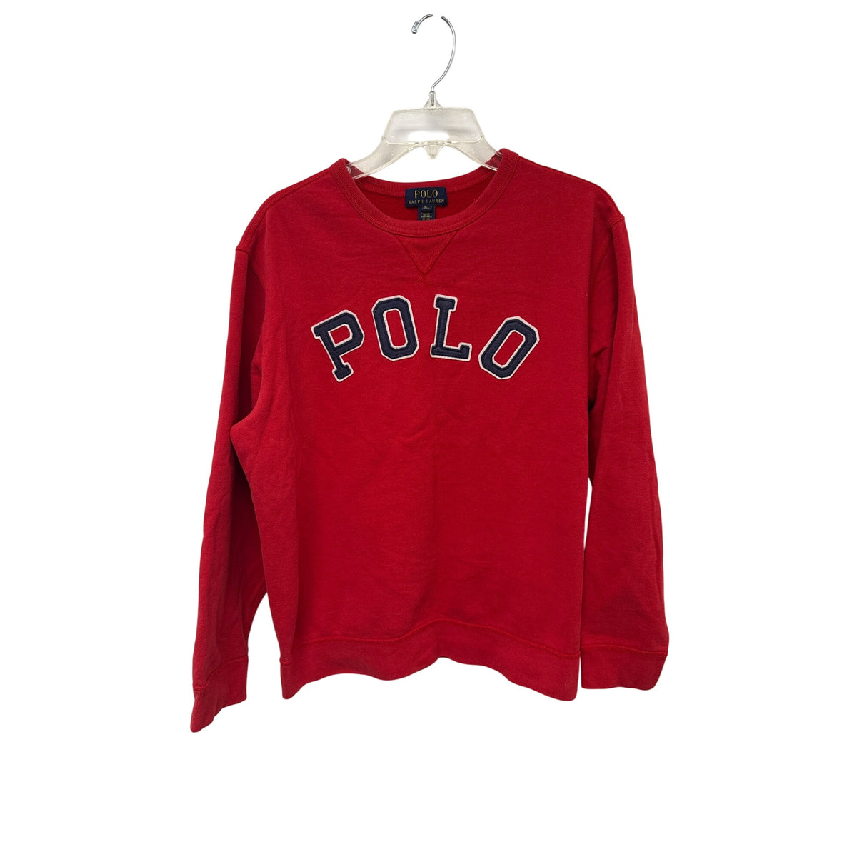 Polo Ralph Lauren Boys Red Cotton Long Sleeve Pullover Sweatshirt XL 18-20 Logo Design