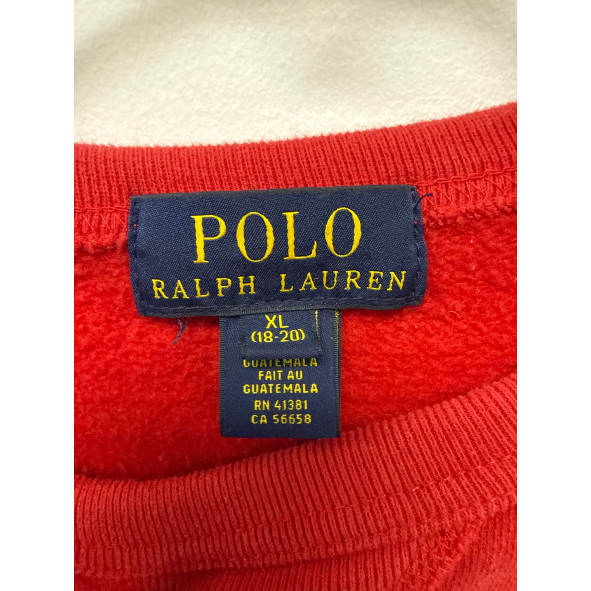Polo Ralph Lauren Boys Red Cotton Long Sleeve Pullover Sweatshirt XL 18-20 Logo Design