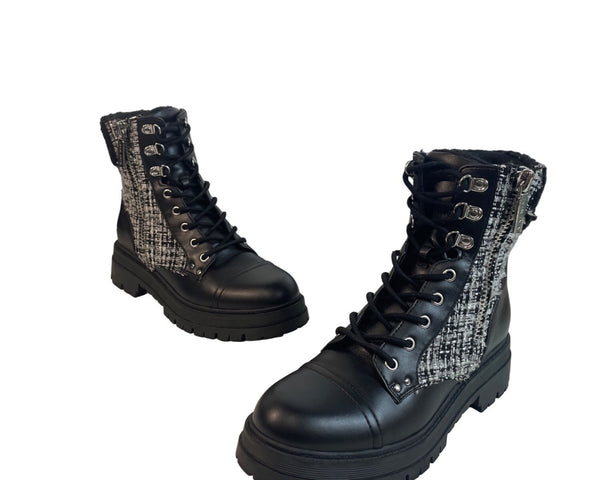 Nine West Women's Black & White Side Zipper High Top Boots Sz 9M