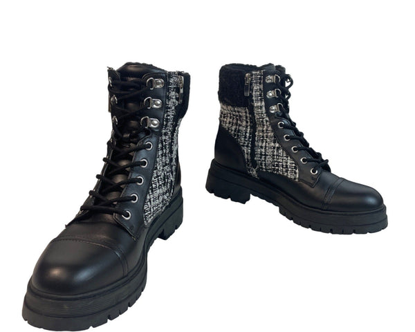 Nine West Women's Black & White Side Zipper High Top Boots Sz 9M