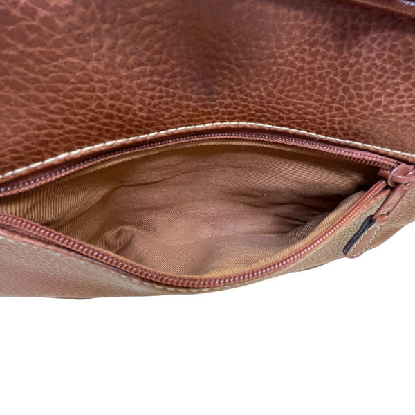 Cara Bella Women’s Brown Leather & Gold-Tone Medallion Closure Crossbody Bag