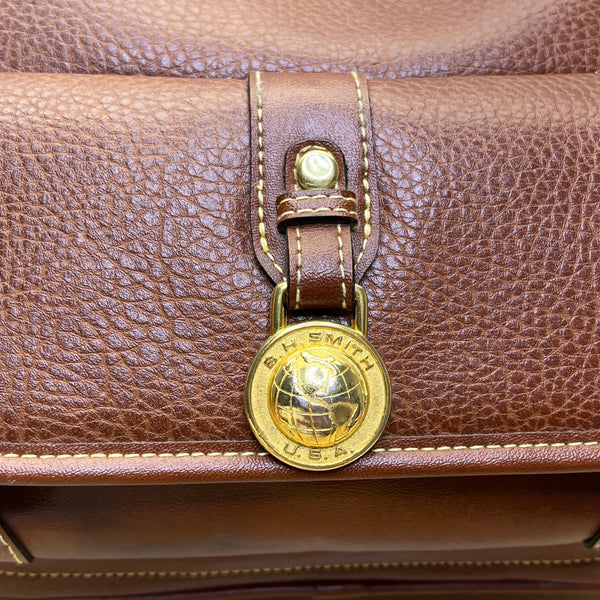 Cara Bella Women’s Brown Leather & Gold-Tone Medallion Closure Crossbody Bag