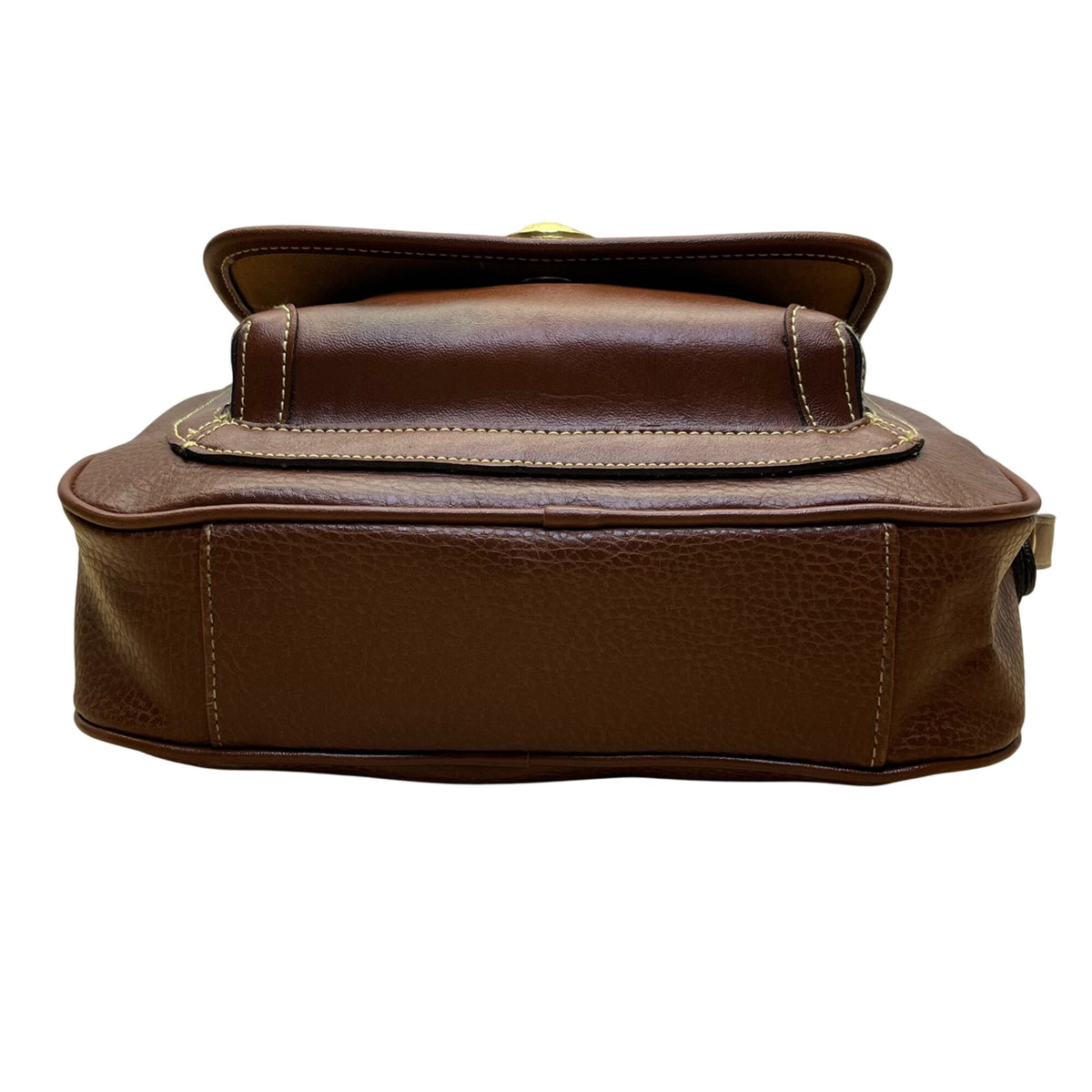 Cara Bella Women’s Brown Leather & Gold-Tone Medallion Closure Crossbody Bag