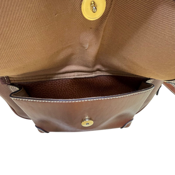 Cara Bella Women’s Brown Leather & Gold-Tone Medallion Closure Crossbody Bag