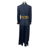 Vintage 1960s Ultra Wide Leg Women’s Black with Embroided Belt Jumpsuit Sz M