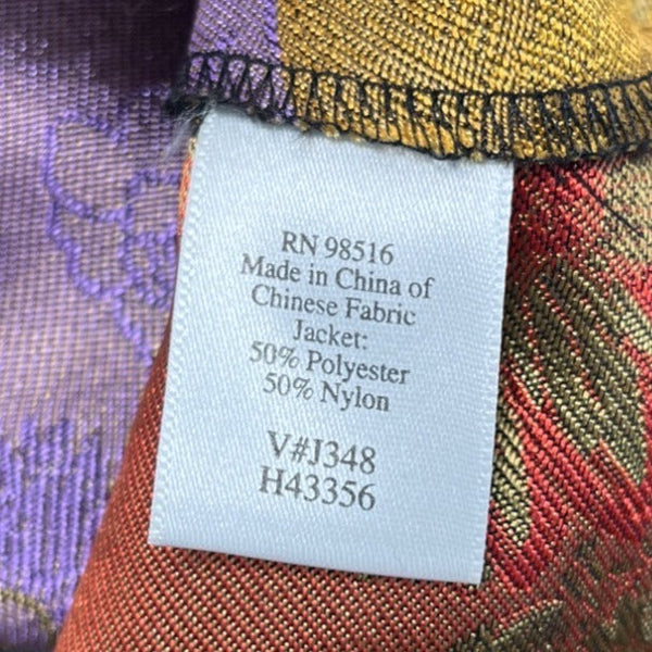 Coldwater Creek Mandarin Collar Floral Print Blouse Jacket Black Size 10 - New