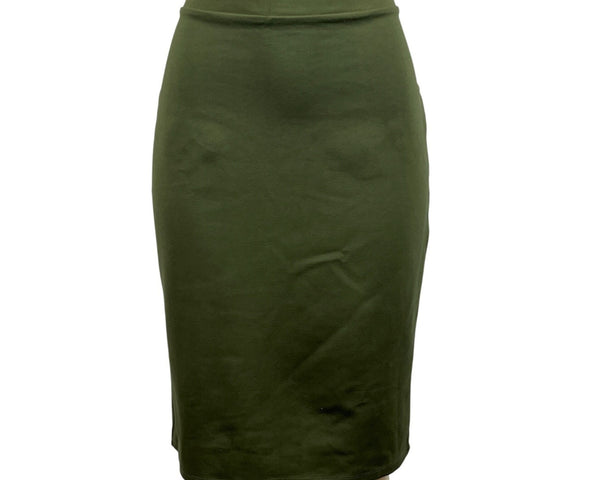 ExChic Olive Green Viscose Blend Knee-Length Womens Pencil Skirt XL