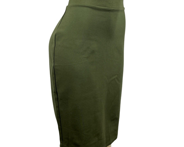 ExChic Olive Green Viscose Blend Knee-Length Womens Pencil Skirt XL