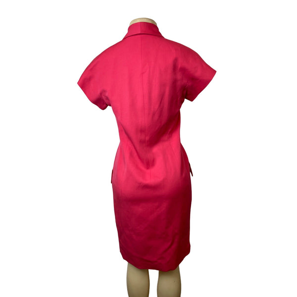 Vintage Bill Blass Elizabeth Arden Pink Wool Double Breasted Women's Dress Sz 6