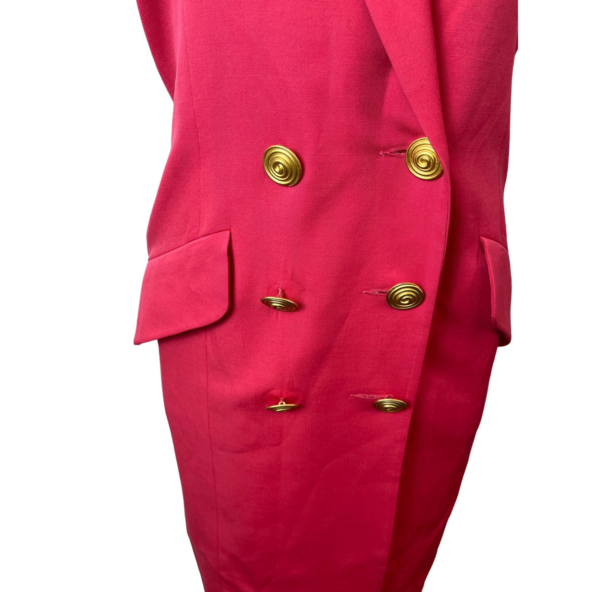 Vintage Bill Blass Elizabeth Arden Pink Wool Double Breasted Women's Dress Sz 6