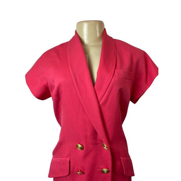 Vintage Bill Blass Elizabeth Arden Pink Wool Double Breasted Women's Dress Sz 6