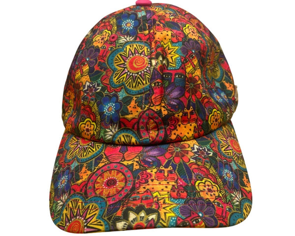 Laurl Binch Women's Multicolor Floral Art Cap Hat Adjustable Strap