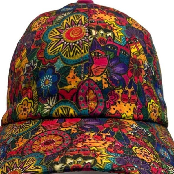 Laurl Binch Women's Multicolor Floral Art Cap Hat Adjustable Strap