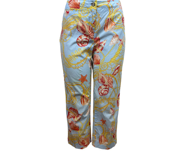 J.McLaughlin Womens Capri Pants Size 8 Seashell Print Button Closure