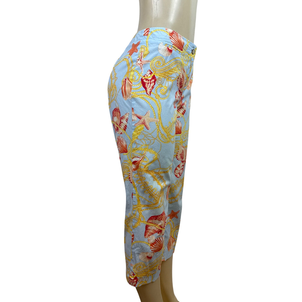 J.McLaughlin Womens Capri Pants Size 8 Seashell Print Button Closure