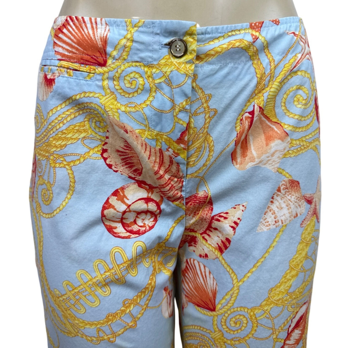 J.McLaughlin Womens Capri Pants Size 8 Seashell Print Button Closure