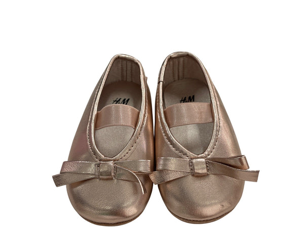 H&M Toddler Ballet Flats Metallic Pink Bow Accent Size 18/19 NWOT