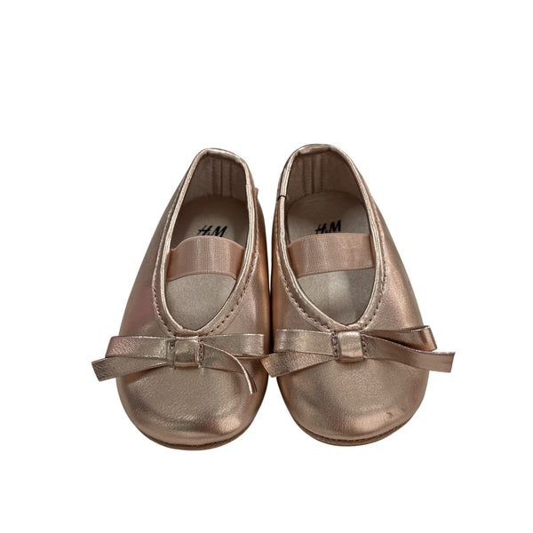 H&M Toddler Ballet Flats Metallic Pink Bow Accent Size 18/19 NWOT